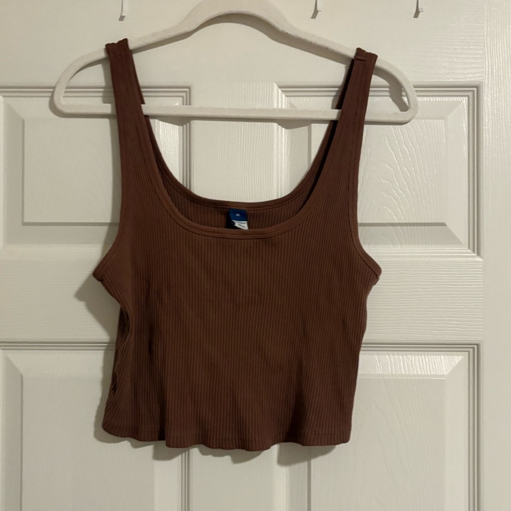 Old Navy Brown Ribbed Cropped Tank Top